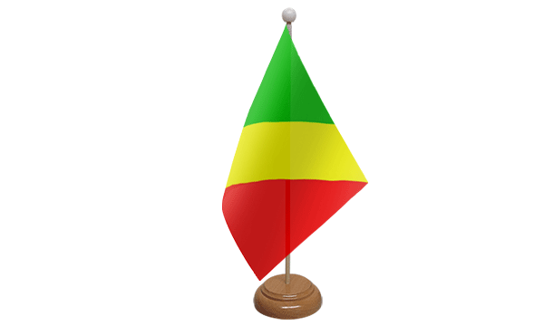 Congo Brazzaville Small Flag with Wooden Stand